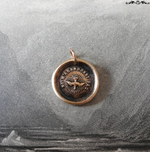 Load image into Gallery viewer, Holy Spirit Wax Seal Charm - antique wax seal jewelry pendant Christian Faith motto Forsake Me Not - RQP Studio