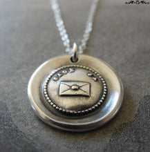 Load image into Gallery viewer, Say Yes Wax Seal Necklace - antique wax seal charm jewelry German motto and letter - RQP Studio