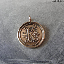 Load image into Gallery viewer, Wax Seal Charm Initial K - wax seal jewelry pendant alphabet charms Letter K - RQP Studio