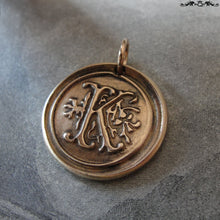 Load image into Gallery viewer, Wax Seal Charm Initial K - wax seal jewelry pendant alphabet charms Letter K - RQP Studio