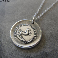 Load image into Gallery viewer, Wax Seal Necklace horse rearing - antique French wax seal charm jewelry - RQP Studio