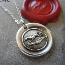 Load image into Gallery viewer, Horse Wax Seal Necklace - equestrian antique wax seal charm jewelry from French seal - galloping horse - RQP Studio