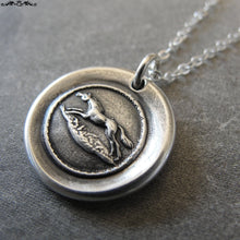 Load image into Gallery viewer, Horse Wax Seal Necklace - equestrian antique wax seal charm jewelry from French seal - galloping horse - RQP Studio