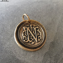 Load image into Gallery viewer, Wax Seal Charm Initial N - wax seal jewelry pendant alphabet charms Letter N - RQP Studio