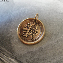 Load image into Gallery viewer, Wax Seal Charm Initial F - wax seal jewelry pendant alphabet charms Letter F - RQP Studio