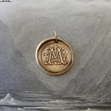 Load image into Gallery viewer, Wax Seal Charm Initial M - wax seal jewelry pendant alphabet charms Letter M - RQP Studio