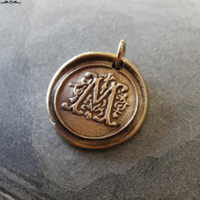 Load image into Gallery viewer, Wax Seal Charm Initial M - wax seal jewelry pendant alphabet charms Letter M - RQP Studio