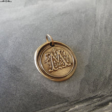 Load image into Gallery viewer, Wax Seal Charm Initial M - wax seal jewelry pendant alphabet charms Letter M - RQP Studio
