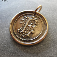 Load image into Gallery viewer, Wax Seal Charm Initial E - wax seal jewelry letter E pendant alphabet in bronze - RQP Studio