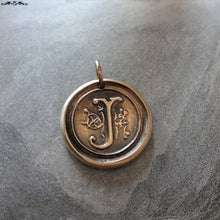 Load image into Gallery viewer, Wax Seal Charm Initial J - wax seal jewelry pendant alphabet charms Letter J - RQP Studio