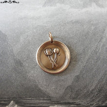 Load image into Gallery viewer, Tulip Wax Seal Charm - Viceroy tulip  antique wax seal jewelry in bronze - Language of Flowers - Fame - Stay Grounded - RQP Studio