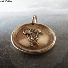 Load image into Gallery viewer, Tulip Wax Seal Charm - Viceroy tulip  antique wax seal jewelry in bronze - Language of Flowers - Fame - Stay Grounded - RQP Studio