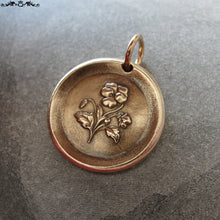Load image into Gallery viewer, Pansy Wax Seal Charm - antique wax seal jewelry pendant - Language of Flowers - Heart's-Ease "In My Thoughts" - RQP Studio