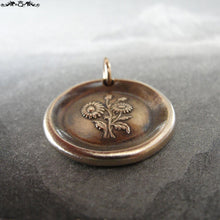 Load image into Gallery viewer, Daisy Wax Seal Charm - antique wax seal jewelry pendant Language of Flowers - Beauty Innocence - RQP Studio