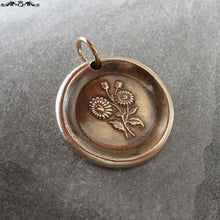 Load image into Gallery viewer, Daisy Wax Seal Charm - antique wax seal jewelry pendant Language of Flowers - Beauty Innocence - RQP Studio