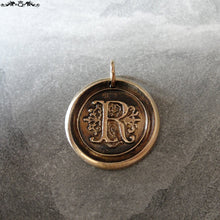 Load image into Gallery viewer, Wax Seal Charm Initial R - wax seal jewelry pendant alphabet charms Letter R - RQP Studio