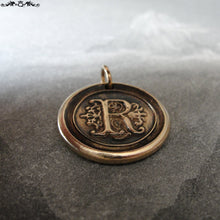Load image into Gallery viewer, Wax Seal Charm Initial R - wax seal jewelry pendant alphabet charms Letter R - RQP Studio