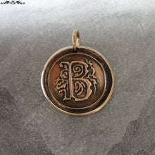 Load image into Gallery viewer, Wax Seal Charm Initial B - wax seal jewelry pendant alphabet charms Letter B - RQP Studio