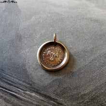 Load image into Gallery viewer, Friendship Wax Seal Charm - antique wax seal jewelry Good Friends French motto with Winged Hourglass - RQP Studio