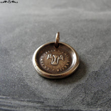 Load image into Gallery viewer, Friendship Wax Seal Charm - antique wax seal jewelry Good Friends French motto with Winged Hourglass - RQP Studio