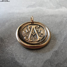 Load image into Gallery viewer, Wax Seal Charm Initial A - wax seal jewelry pendant alphabet charms Letter A - RQP Studio