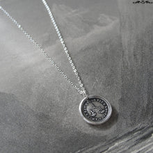 Load image into Gallery viewer, Wax Seal Necklace Love Is Light - antique French wax seal jewelry charm with scale cupid and butterfly - RQP Studio