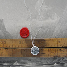 Load image into Gallery viewer, By Effort And Hard Work - Silver Wax Seal Necklace - Forget Me Not Flower