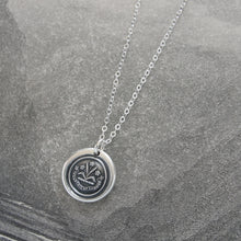 Load image into Gallery viewer, By Effort And Hard Work - Silver Wax Seal Necklace - Forget Me Not Flower