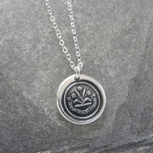 Load image into Gallery viewer, By Effort And Hard Work - Silver Wax Seal Necklace - Forget Me Not Flower