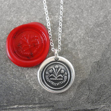 Load image into Gallery viewer, By Effort And Hard Work - Silver Wax Seal Necklace - Forget Me Not Flower