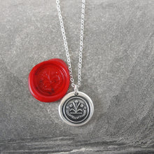 Load image into Gallery viewer, By Effort And Hard Work - Silver Wax Seal Necklace - Forget Me Not Flower