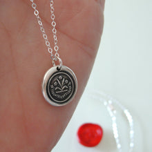 Load image into Gallery viewer, By Effort And Hard Work - Silver Wax Seal Necklace - Forget Me Not Flower