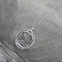 Load image into Gallery viewer, I Remain Unvanquished - Silver Lion Wax Seal Necklace - Unbeaten - RQP Studio