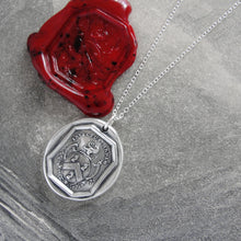 Load image into Gallery viewer, I Remain Unvanquished - Silver Lion Wax Seal Necklace - Unbeaten - RQP Studio