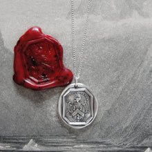 Load image into Gallery viewer, I Remain Unvanquished - Silver Lion Wax Seal Necklace - Unbeaten - RQP Studio