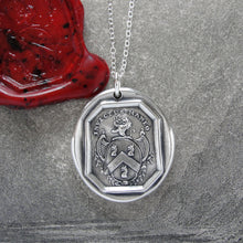 Load image into Gallery viewer, I Remain Unvanquished - Silver Lion Wax Seal Necklace - Unbeaten - RQP Studio