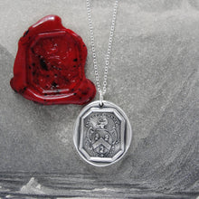 Load image into Gallery viewer, I Remain Unvanquished - Silver Lion Wax Seal Necklace - Unbeaten - RQP Studio