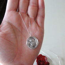Load image into Gallery viewer, I Remain Unvanquished - Silver Lion Wax Seal Necklace - Unbeaten - RQP Studio