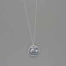 Load image into Gallery viewer, Silver Donkey Wax Seal Necklace Know Thyself antique wax seal charm jewelry Patience Humility