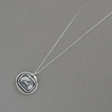 Load image into Gallery viewer, Silver Donkey Wax Seal Necklace Know Thyself antique wax seal charm jewelry Patience Humility