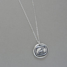 Load image into Gallery viewer, Silver Donkey Wax Seal Necklace Know Thyself antique wax seal charm jewelry Patience Humility