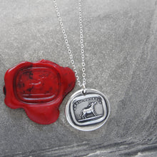 Load image into Gallery viewer, Silver Donkey Wax Seal Necklace Know Thyself antique wax seal charm jewelry Patience Humility