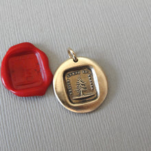 Load image into Gallery viewer, Wax Seal Pendant with Leaning Fir Tree - Unique Be Yourself - Antique Bronze Wax Seal Jewelry