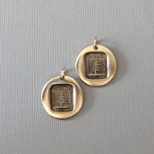 Load image into Gallery viewer, Wax Seal Pendant with Leaning Fir Tree - Unique Be Yourself - Antique Bronze Wax Seal Jewelry
