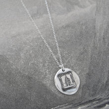 Load image into Gallery viewer, Unique Be Yourself - Silver Wax Seal Necklace With Leaning Fir Tree