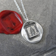 Load image into Gallery viewer, Unique Be Yourself - Silver Wax Seal Necklace With Leaning Fir Tree