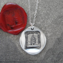 Load image into Gallery viewer, Unique Be Yourself - Silver Wax Seal Necklace With Leaning Fir Tree