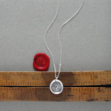 Load image into Gallery viewer, Life In The Blood - Silver Wax Seal Necklace Tiny Pelican In Piety Sacrifice