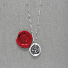 Load image into Gallery viewer, Life In The Blood - Silver Wax Seal Necklace Tiny Pelican In Piety Sacrifice