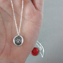 Load image into Gallery viewer, Life In The Blood - Silver Wax Seal Necklace Tiny Pelican In Piety Sacrifice